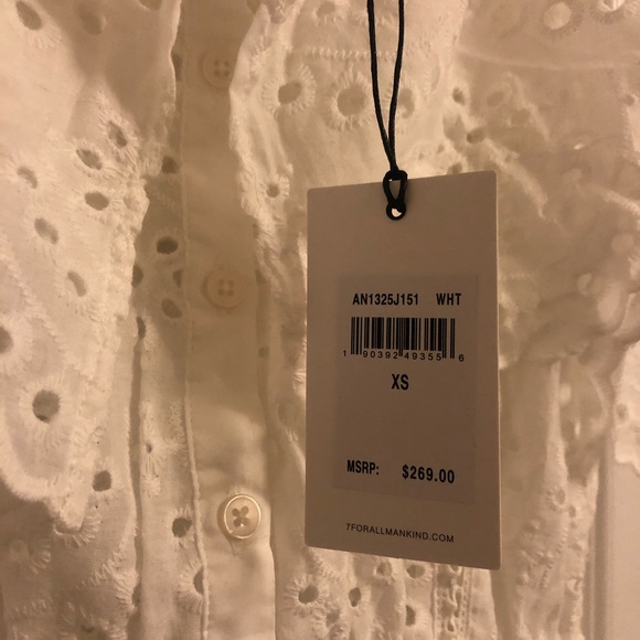 7 For All Mankind Eyelet Midi Dress Sz XS NWT - Picture 6 of 8